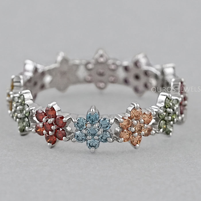 Round Colored Diamond Wedding Stackable Band