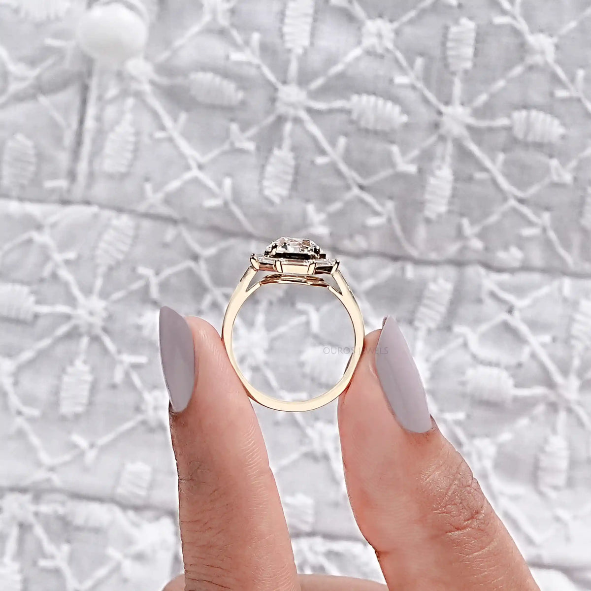 Old European Round Cut Lab Grown Diamond Halo Ring Ring