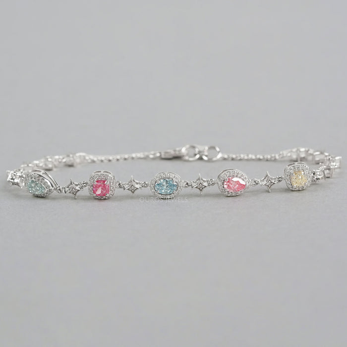 Bracelet à lignes alternées et diamants multiples