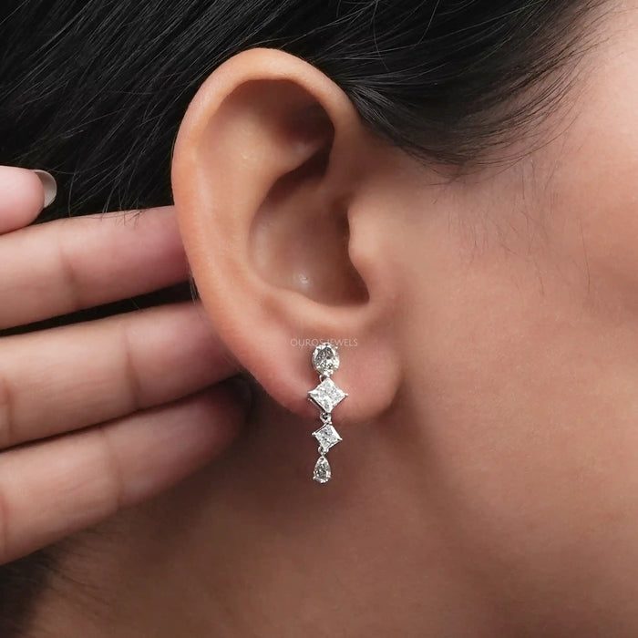 Olive Multi Shape Lab Diamond Drop Earrings