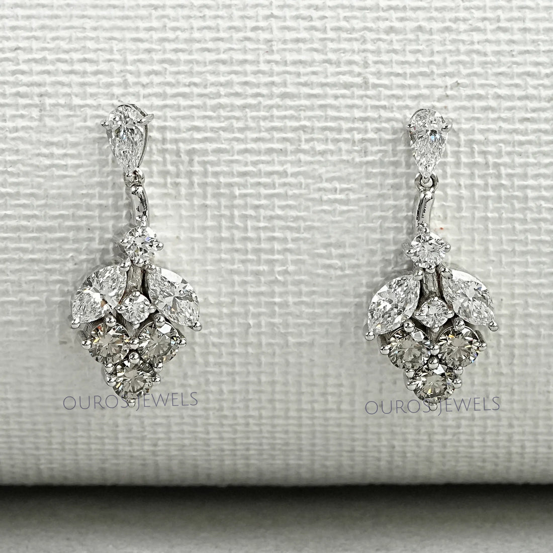 Olive Round Shape Cluster Diamond Earrings Earrings