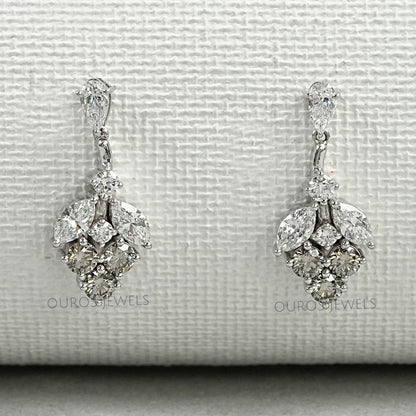 Olive Round Shape Cluster Diamond Earrings Earrings