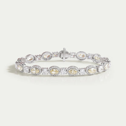 Bracelet avec diamants de laboratoire jaunes à taille ovale et halo