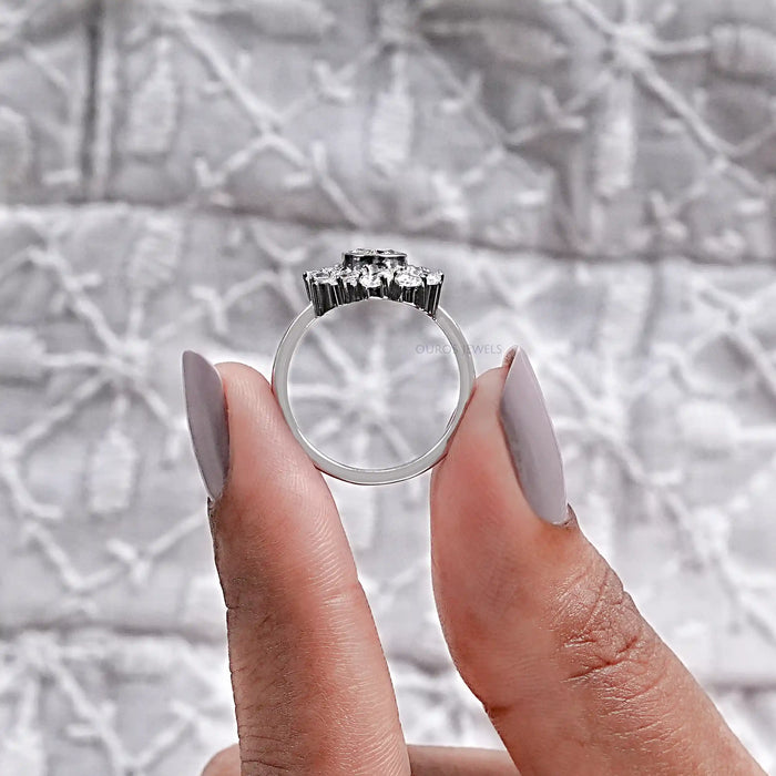 Yellow Oval Cut Bezel Set Lab Diamond Halo Ring