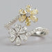 front view of twin flower-shaped yellow pear cut lab diamond bypass engagement ring