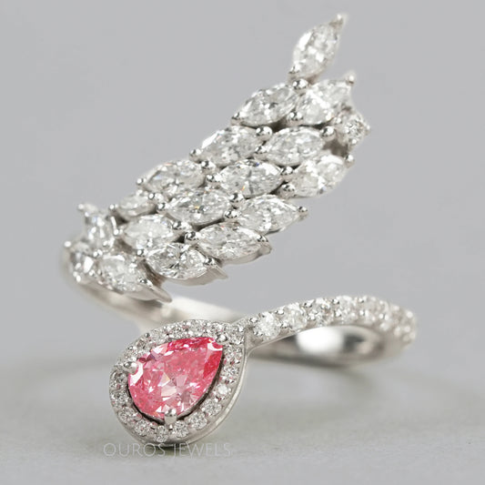 Marquise & Pear Cut Leaves Bypass Ring