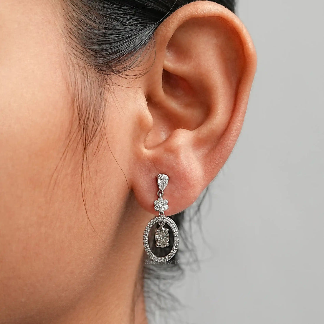 Olive Oval Lab Diamond Drop Earrings Earrings