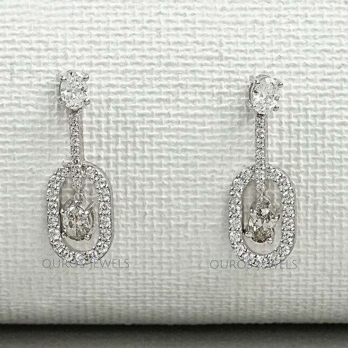 Boucles d'oreilles pendantes ovales élégantes avec diamants taille ovale olive