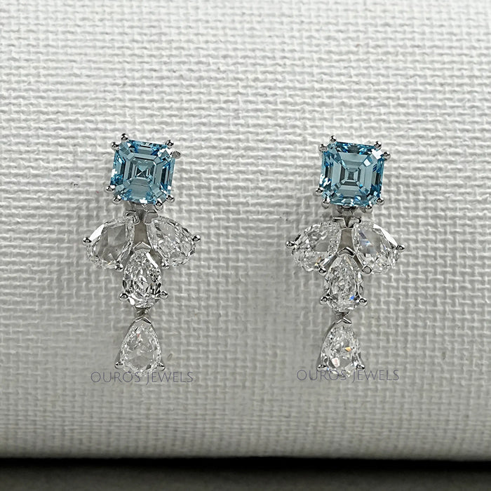 Aquamarine And Diamond Drop Earrings