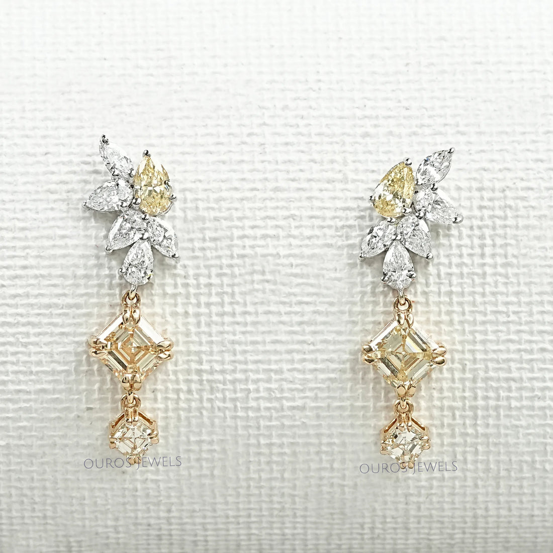 Yellow Asscher Lab Diamond Dangle Earring