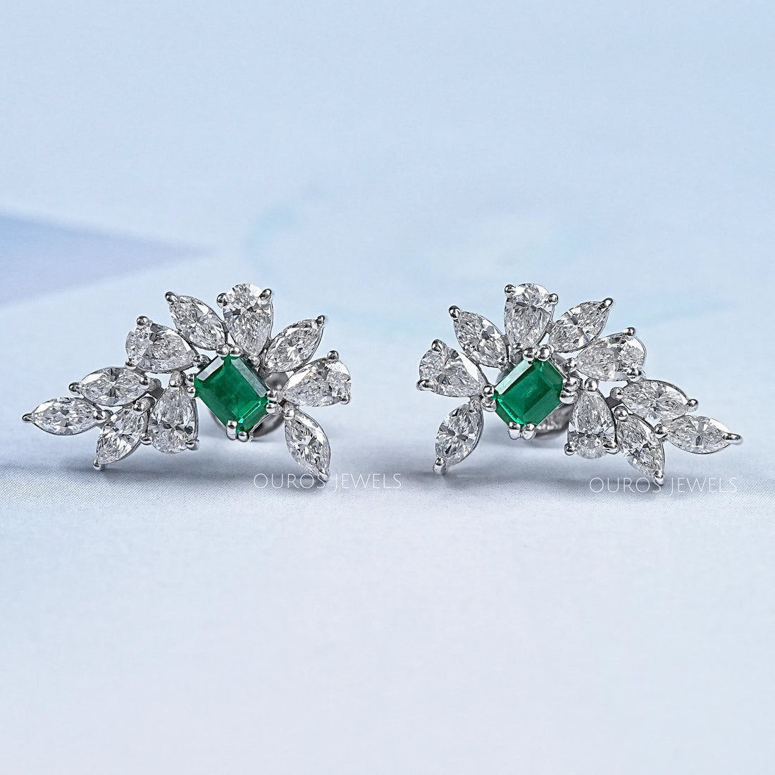 Marquise & Pear Cluster Diamond Gemstone Earrings Earring