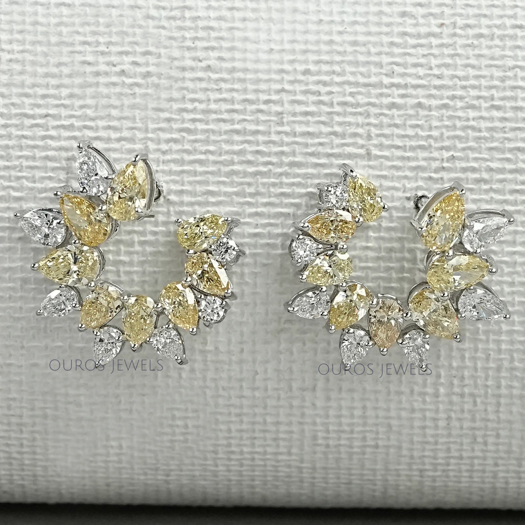 Yellow Pear Diamond Open Hoop Earrings Earring
