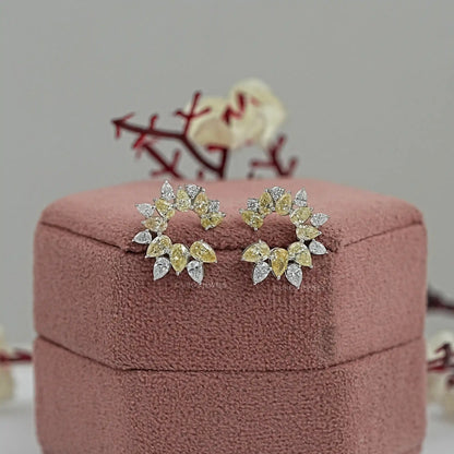 Open Yellow Pear Lab Diamond Hoop Earrings Earrings