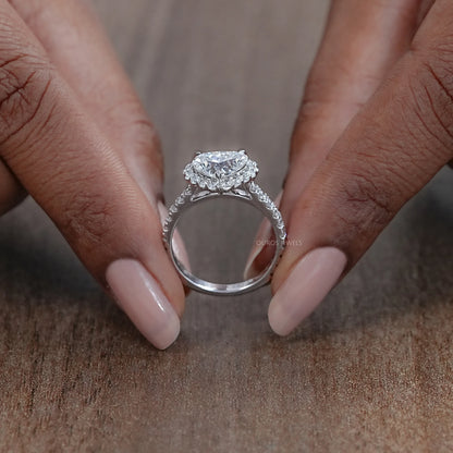 Heart Lab Diamond Halo Engagement Ring Ring