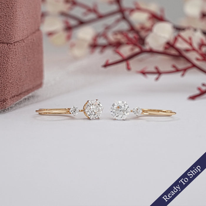 Old European Round Lab Diamond Drop Earrings