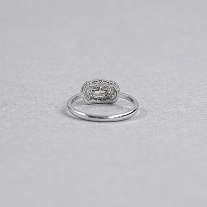Oval Shape Olive Diamond Halo Ring Ring