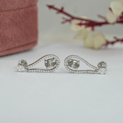 Olive Oval Diamond Layered Teardrop Dangle Earrings Earrings