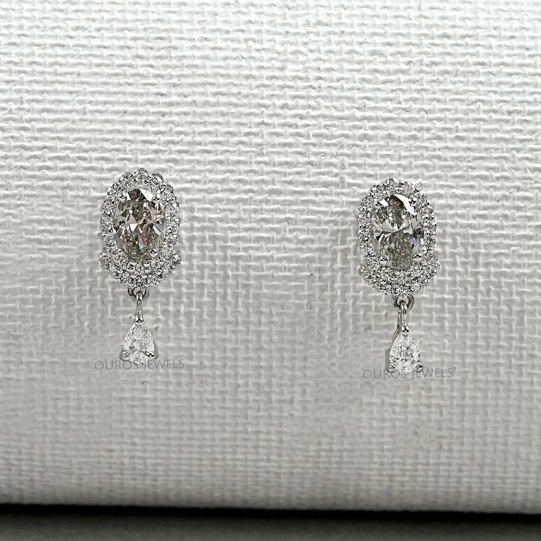 Olive Oval Cut Lab Diamond Drop Earrings