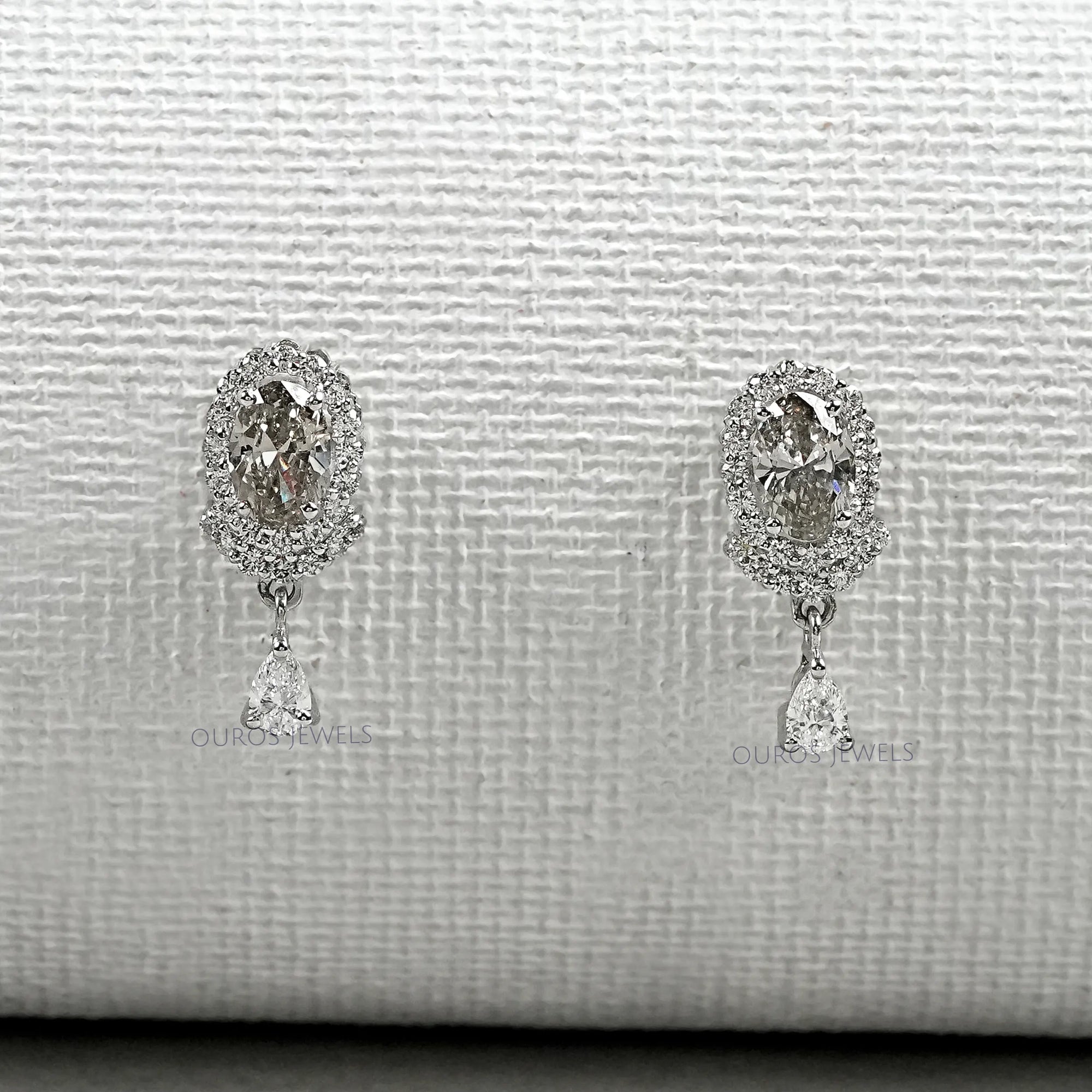 Olive Oval Cut Lab Diamond Drop Earrings