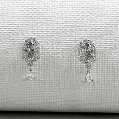 Olive Oval Cut Lab Diamond Drop Earrings