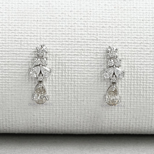 Olive Pear Lab Grown Diamond Drop Earrings Earrings