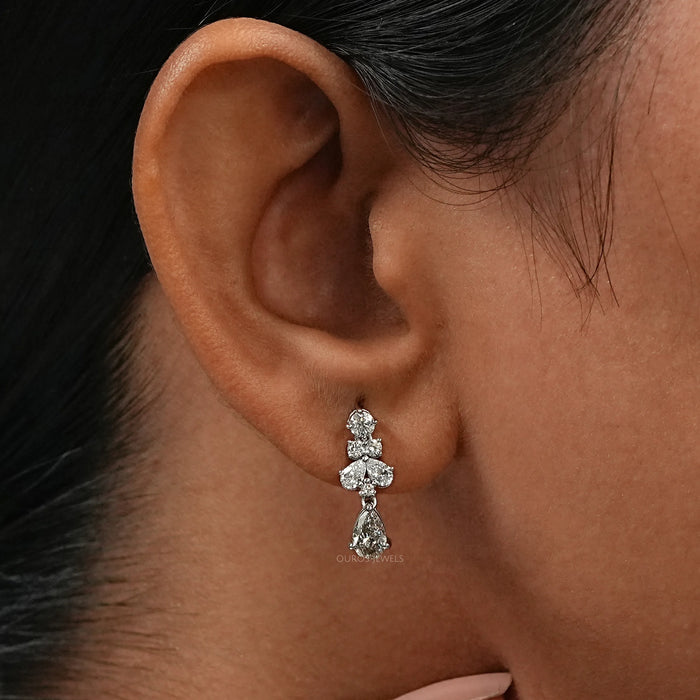 Olive Pear Lab Grown Diamond Drop Earrings