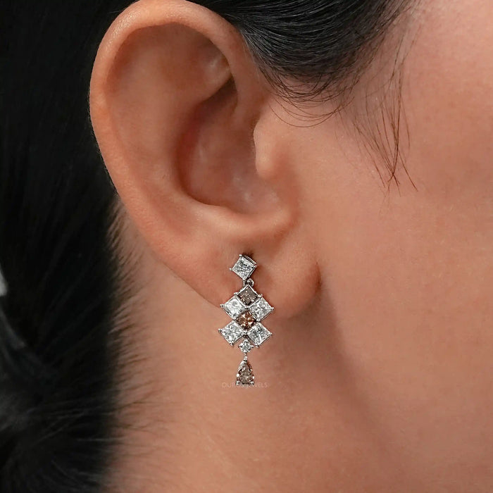 Brown Princess Lab Diamond Drop Earrings