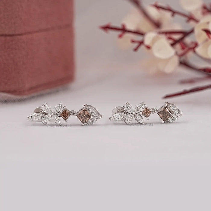 Chocalate Princess Lab Diamond Drop Earrings