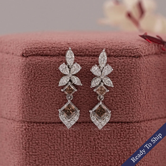 Chocalate Princess Lab Diamond Drop Earrings