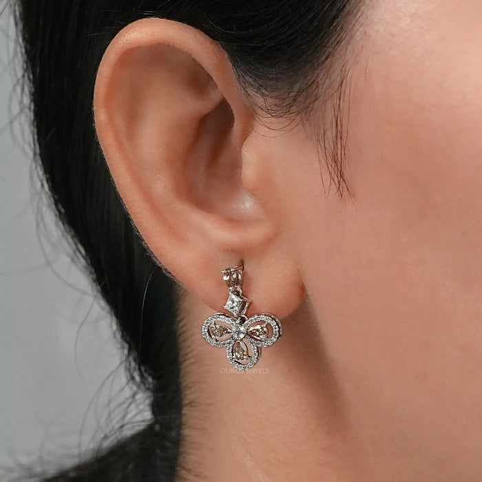 Chocalate Pear Lab Diamond Drop Earrings