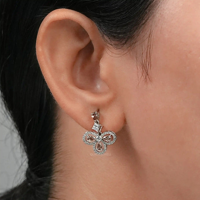 Chocalate Pear Lab Diamond Drop Earrings