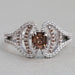 front view of asscher-cut chocolate lab diamond split shank colored engagement ring