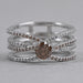 front view of fancy brown lab-grown diamond crossover colored wedding band