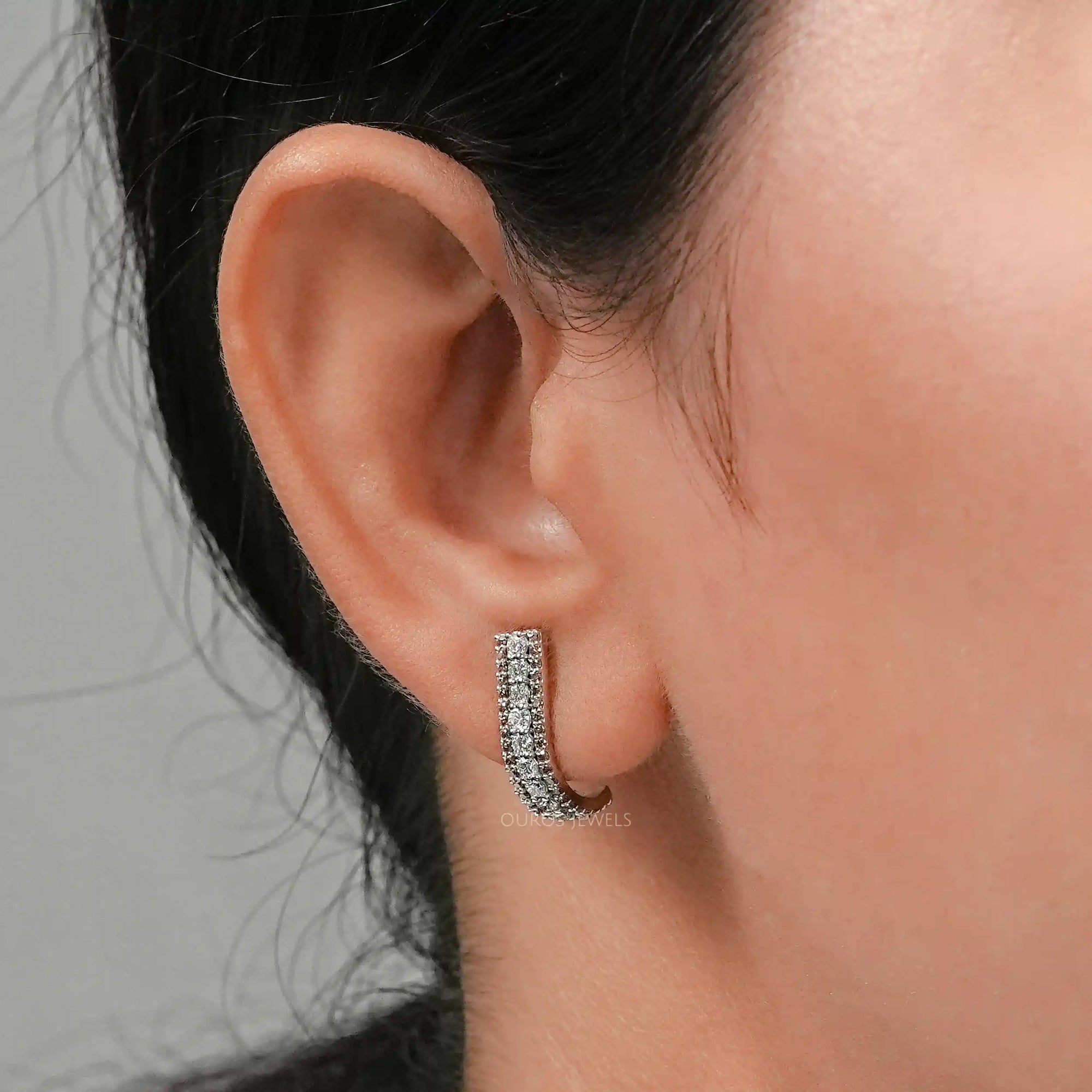 Brown Round Lab Diamond Bar Earrings Earrings