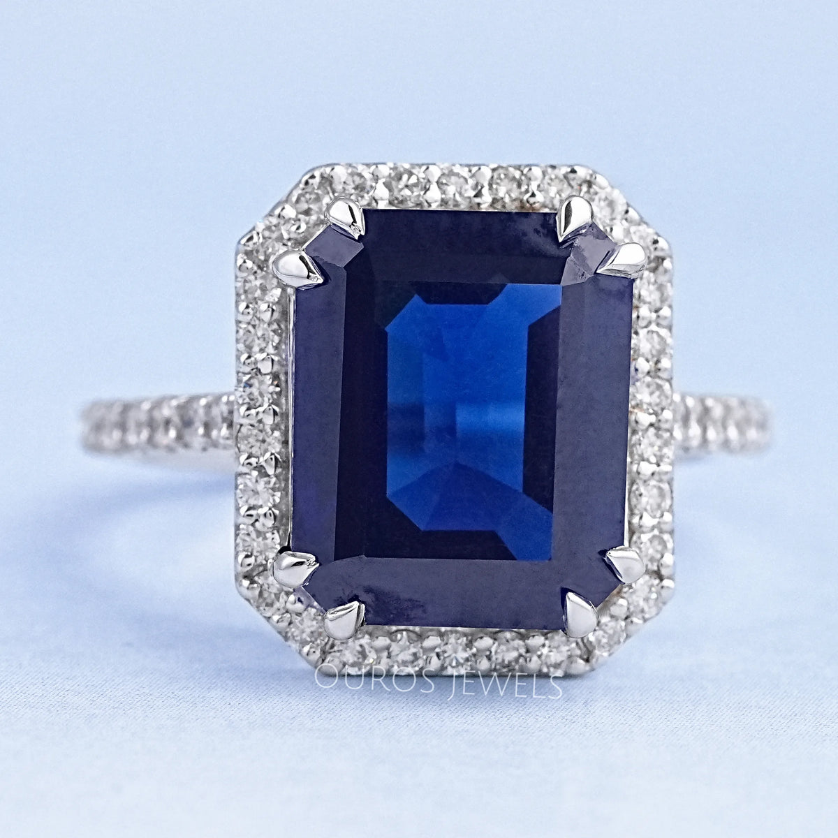 Bague Cocktail Halo Or 14 Carats - Pierre Jaune Synthétique Et Saphirs Blancs - Taille 7