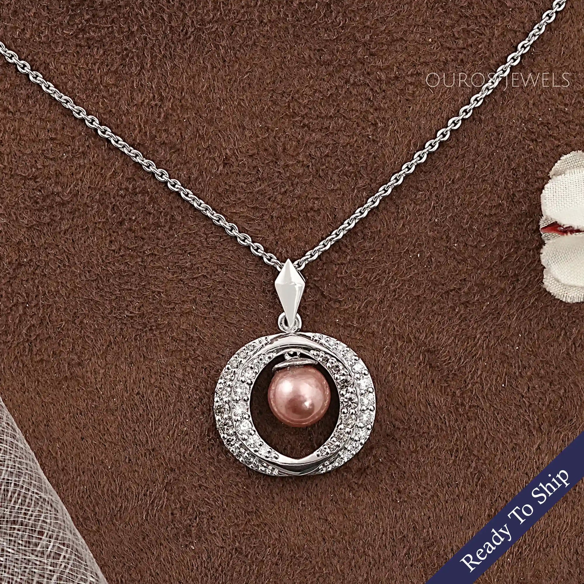 Pearl And Diamond Halo Pendant