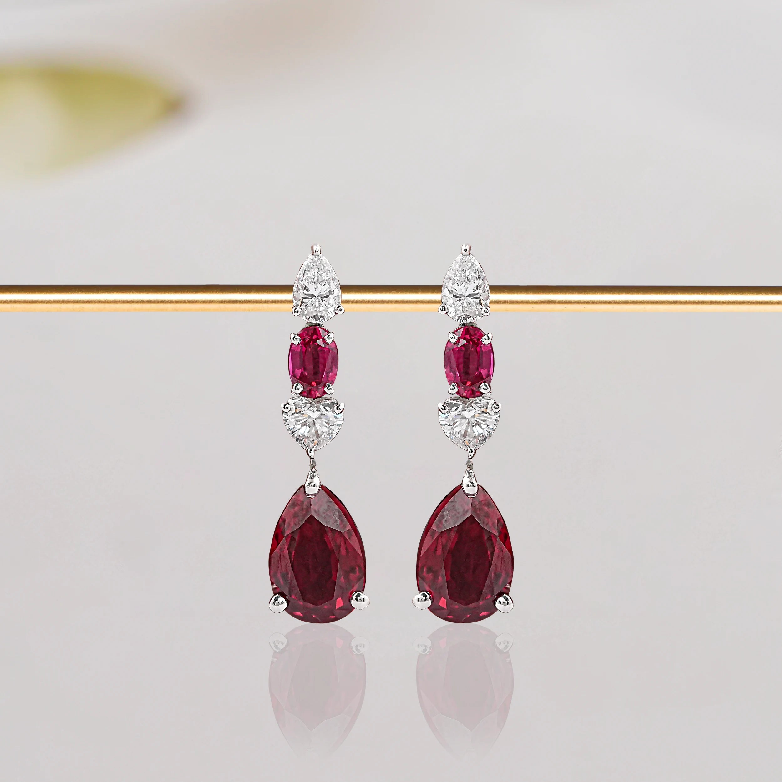 Pear Cut Ruby Gemstone Drop Earrings