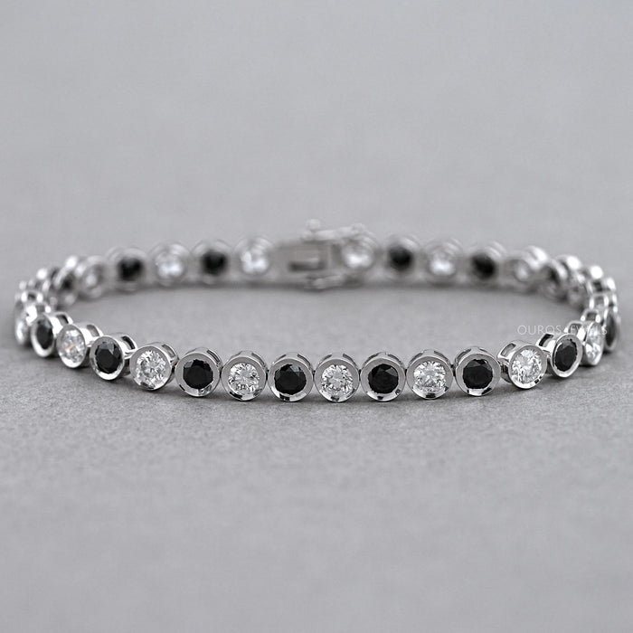 Alternative Bezel Set Round Cut Black Diamond Bracelet