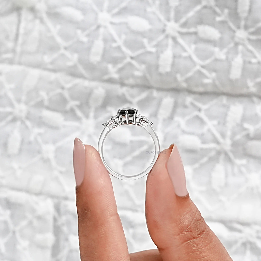 Black Dutch Marquise Cut Accent Anniversary Ring Rings