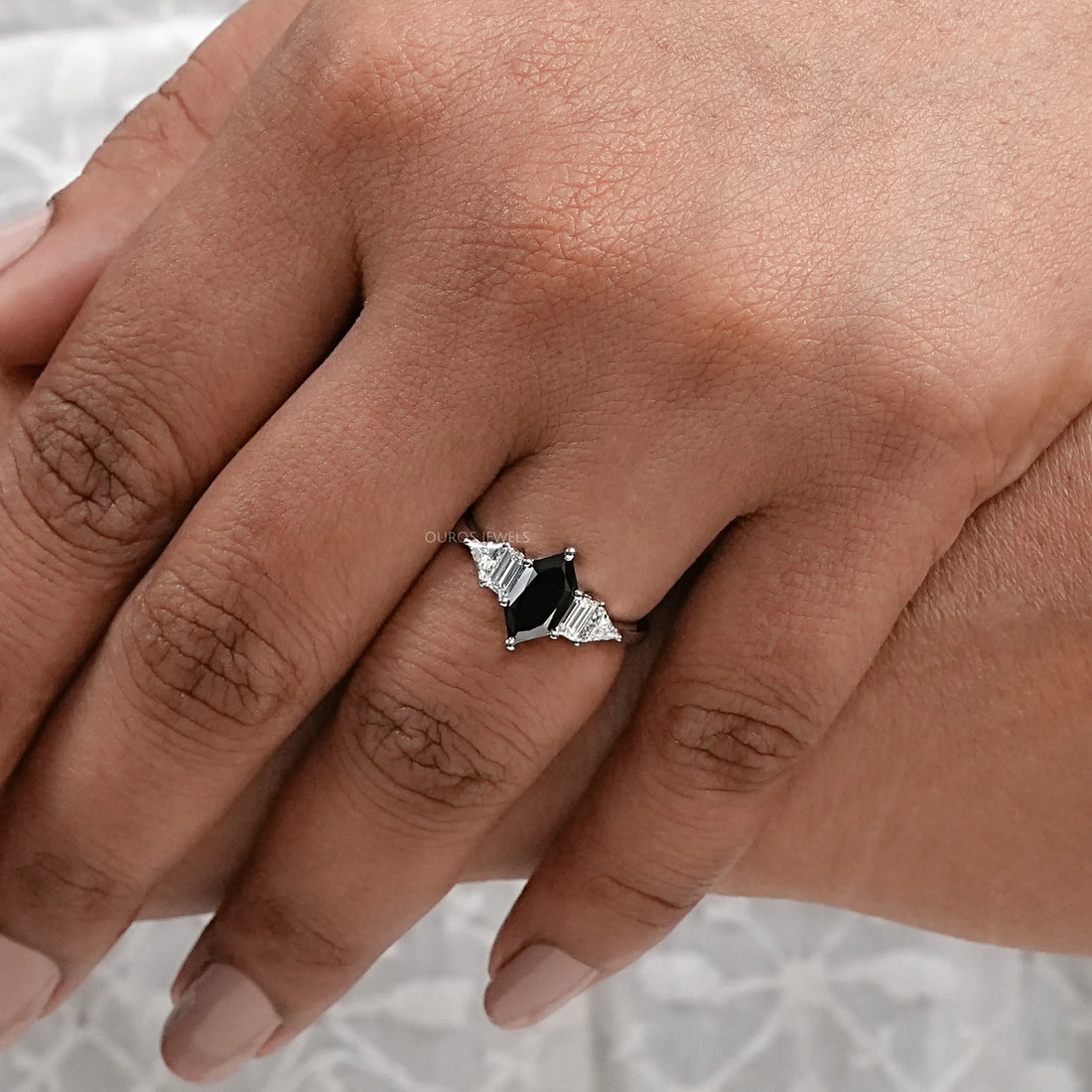 Black Dutch Marquise Cut Accent Anniversary Ring Rings