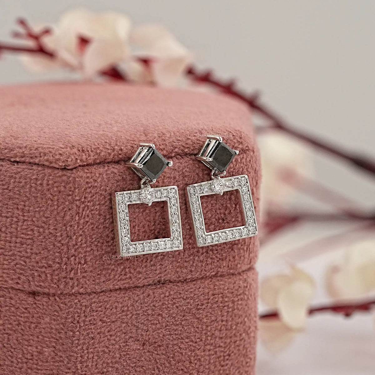 Black Princess Lab Diamond Drop Earrings Earrings