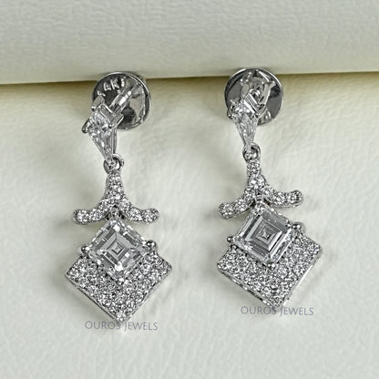 Carre Cut Lab Diamond Dangle Earrings Earring