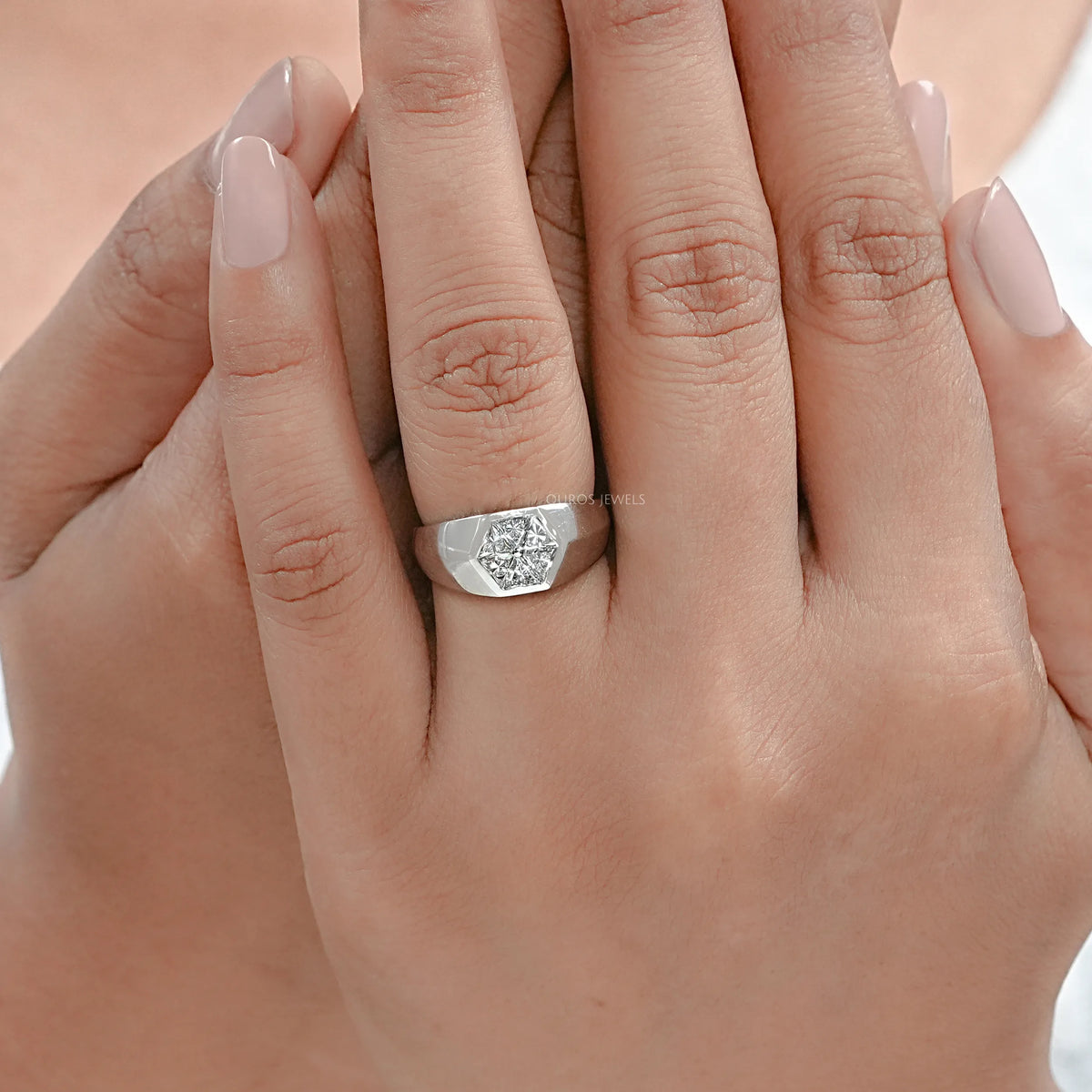 Antique Triangle Cut Lab Diamond Wedding Band Rings