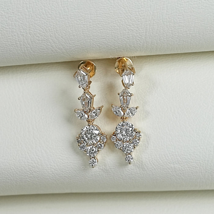 Multi Diamond  Dangle Earring