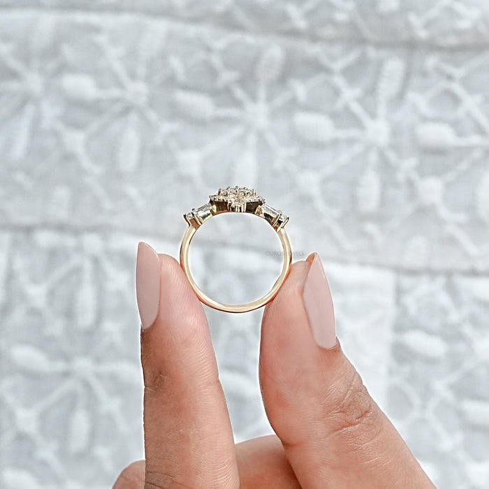 Antique Carre Cut Halo Diamond Engagement Ring