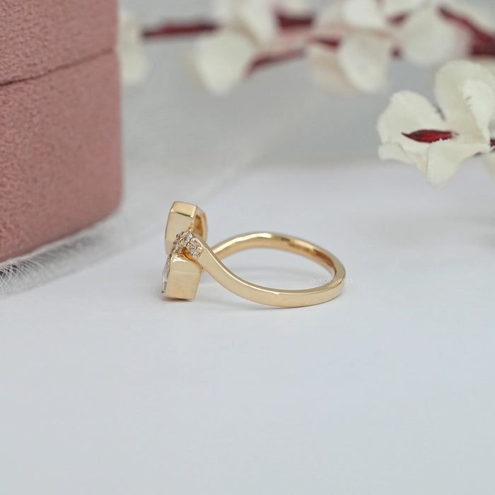 Step Shied Cut Bezel Set Bypass Wedding Ring