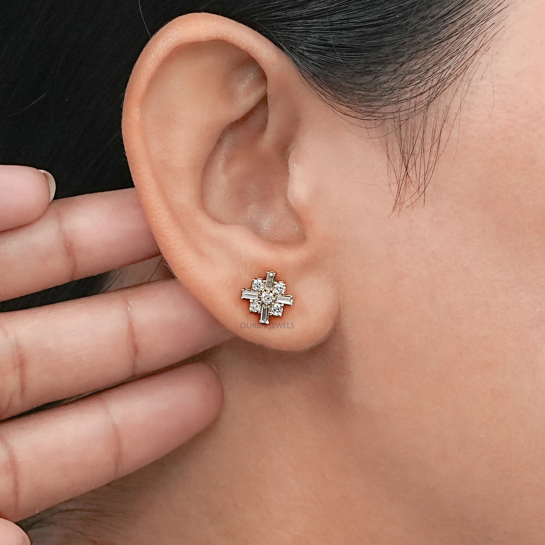 Antique Baguette Cut Lab Diamond Earrings Earring