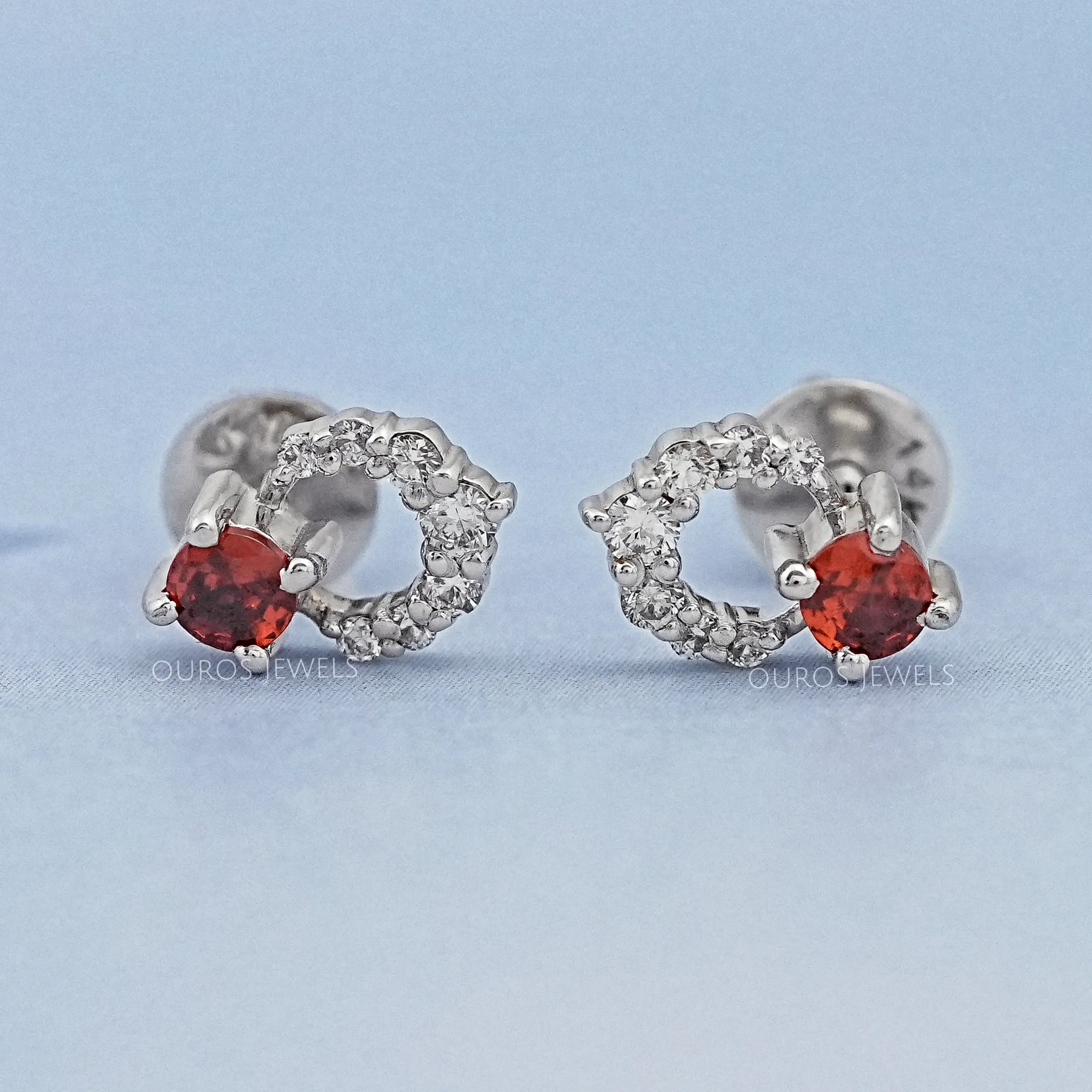 Red Ruby Lab Gemstone Drop Earrings