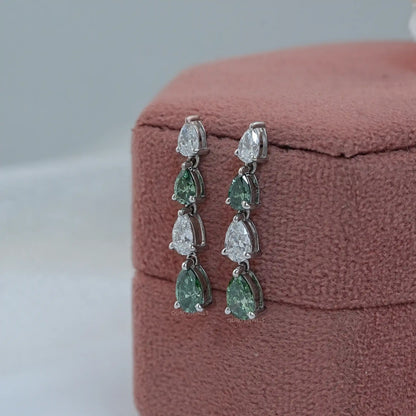 Green Pear Lab Diamond Dangle Earrings Earrings