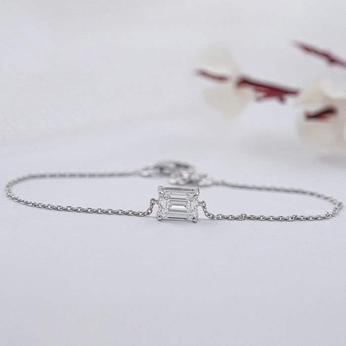 Emerald Cut Lab Grown Diamond Solitaire Bracelet